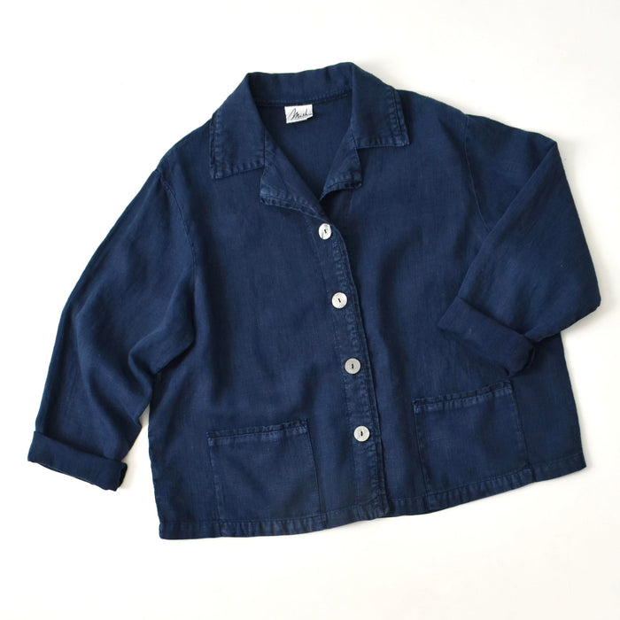 vintage indigo linen shacket (xl)