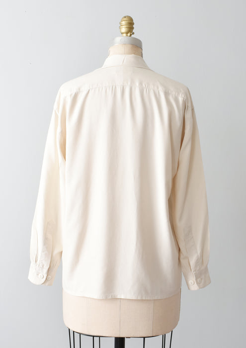 vintage cream silk blouse (m)