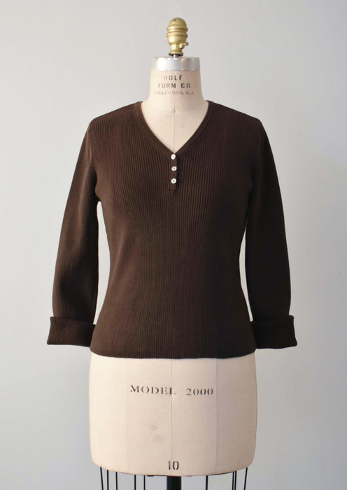Vintage Ribbed Knit Top (s)