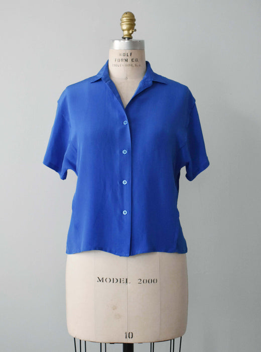 Vintage Cobalt Silk Shirt (s/m)