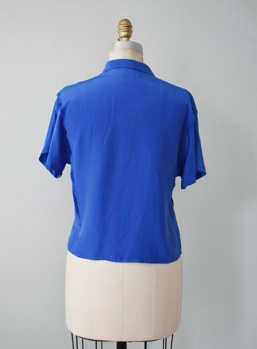 Vintage Cobalt Silk Shirt (s/m)
