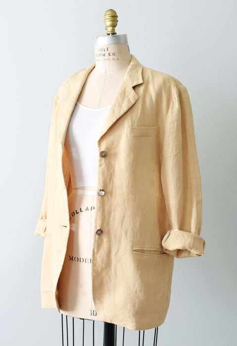 vintage buttercream linen blazer (s/m)