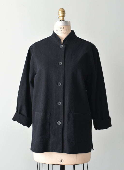 vintage linen cotton utility jacket (m)