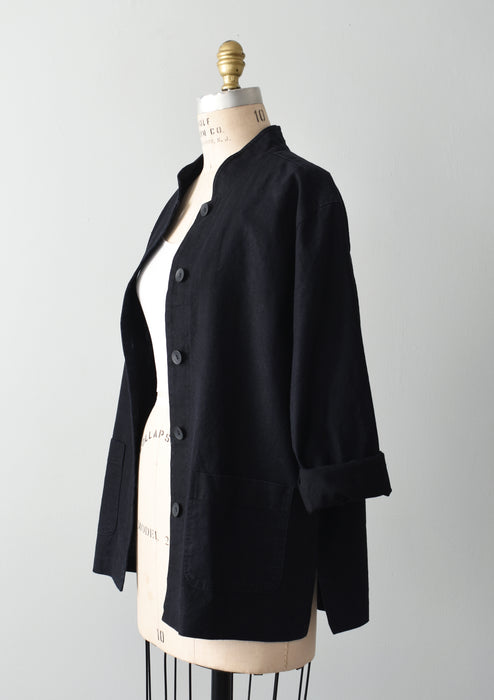 vintage linen cotton utility jacket (m)