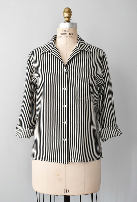 vintage striped silk button down (s/m)