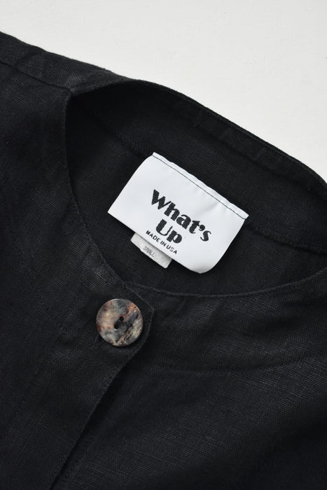 Boxy Black Linen Top (m/l)
