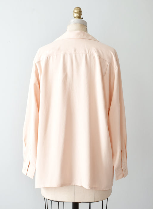 vintage blush silk blouse (l/xl)