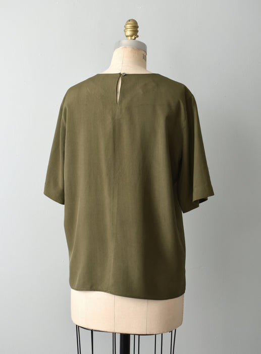 Olive Green Silk Tee (m)