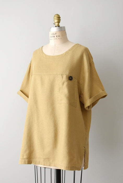 Ochre Linen Pocket Tee (xl)
