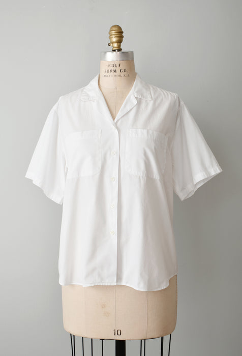 White Cotton Button Up (l)