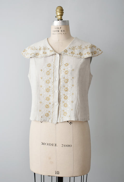 Embroidered Linen Top (m)