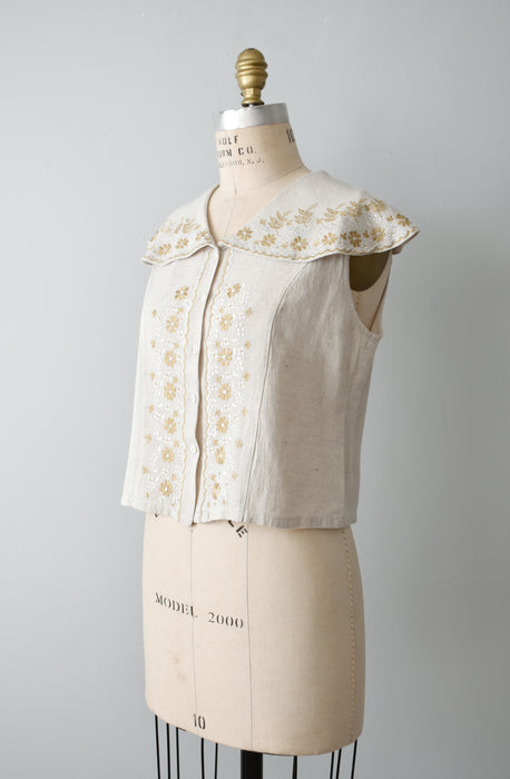 Embroidered Linen Top (m)