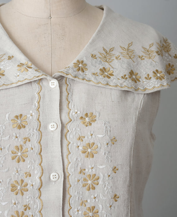Embroidered Linen Top (m)