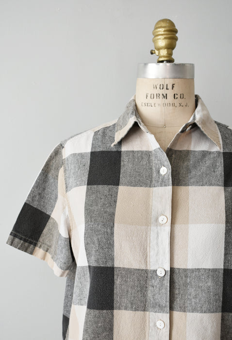 Linen Check Button Up (m)