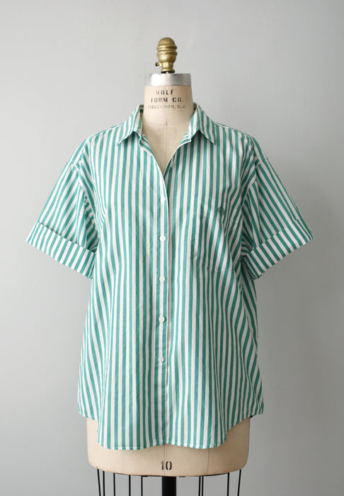 Viridian Stripe Button Up (l)