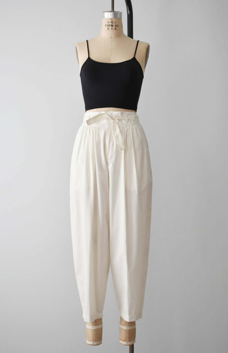 Cream Cotton Barrel Pants (m)