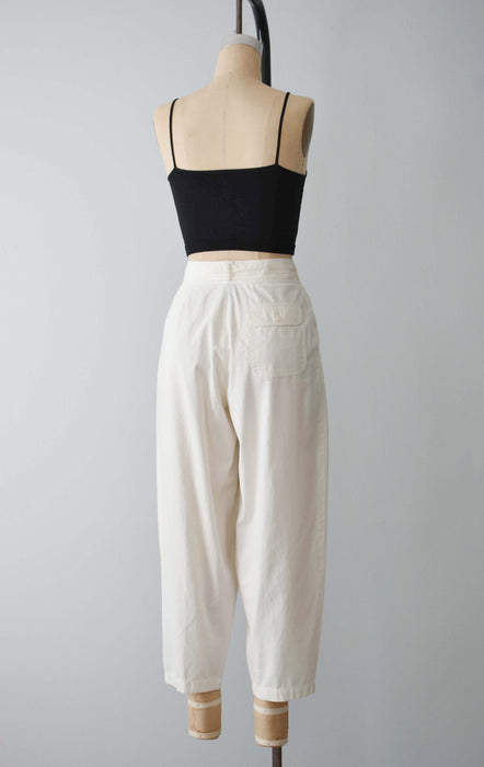 Cream Cotton Barrel Pants (m)