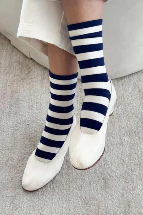 Wally Socks / Navy Stripe
