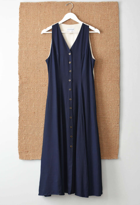 vintage navy blue vest dress (s)