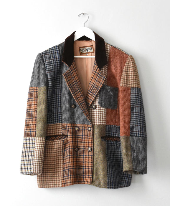 vintage mixed plaid wool blazer (m)