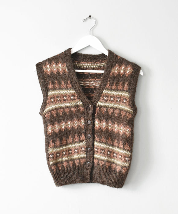 vintage handknit sweater vest (xs)