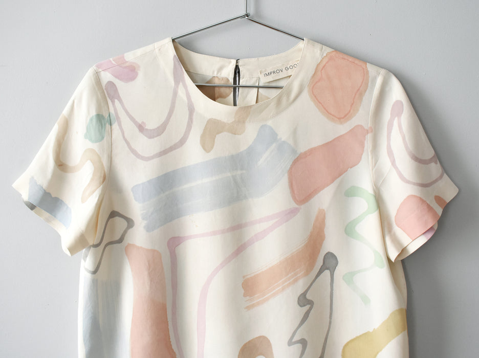 hand-painted vintage silk shirt | spring shapes - Improv Goods