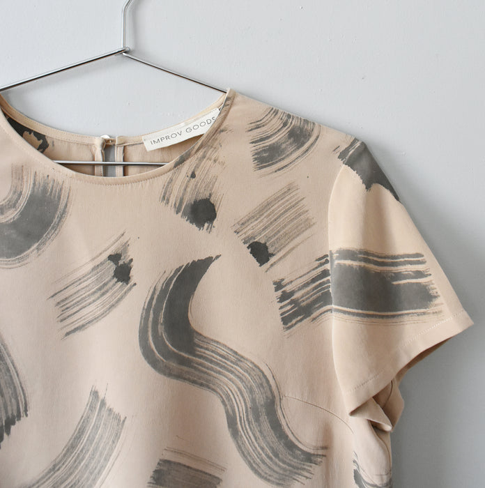 hand-painted vintage silk shirt #5 - Improv Goods