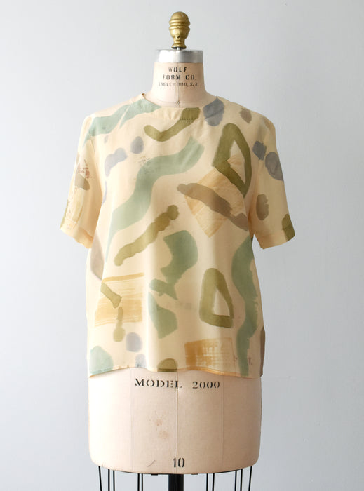 hand-painted vintage silk shirt 04 - Improv Goods