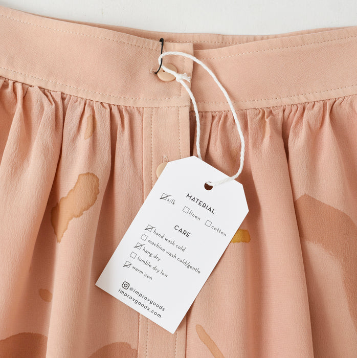 hand-painted vintage silk skirt | madder blush - Improv Goods