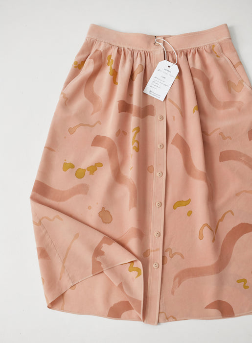 hand-painted vintage silk skirt | madder blush - Improv Goods