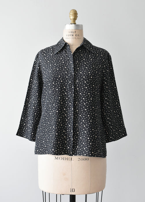vintage silk dot print shirt (s) - Improv Goods