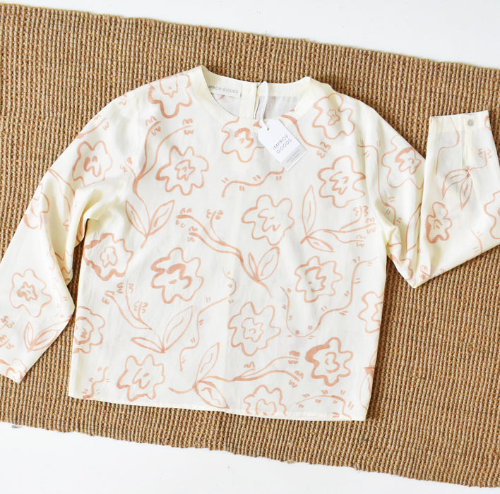 hand-painted vintage silk shirt | fleurs - Improv Goods