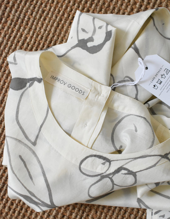 hand-painted vintage silk shirt | fruits - Improv Goods