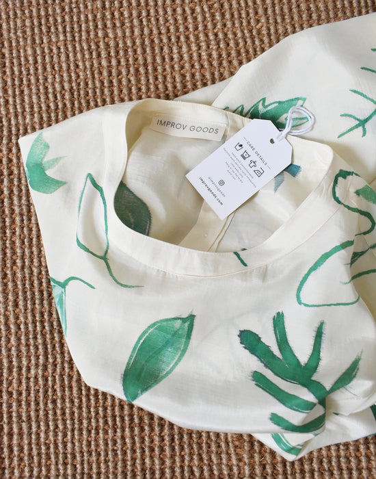 hand-painted vintage silk shirt | greenery - Improv Goods