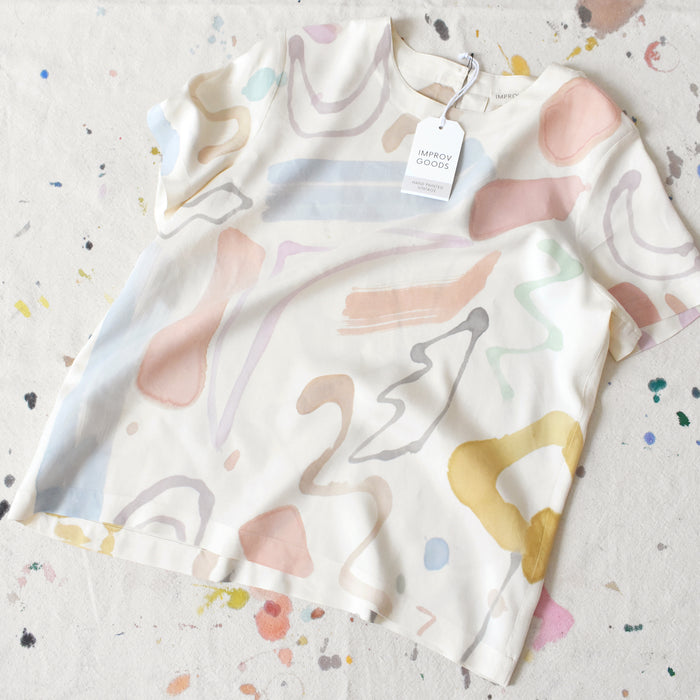 hand-painted vintage silk shirt | spring shapes - Improv Goods